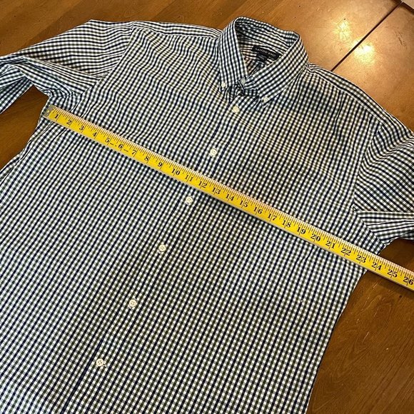 Land’s End Men's Black‎ Plaid Button Down Long Sleeve Shirt Top Sz 17-33 - Picture 3 of 9